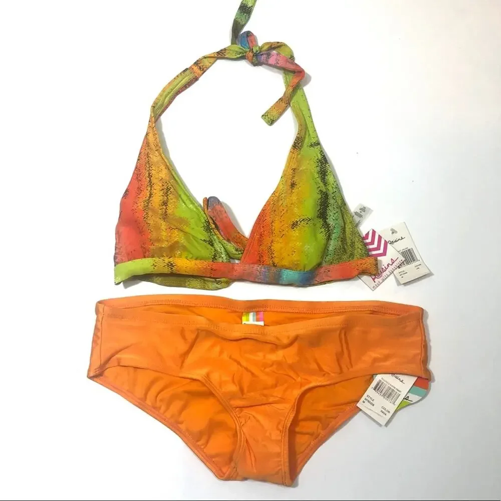 Raisins Orange Lime 2 piece bikini swimsuit Medium
